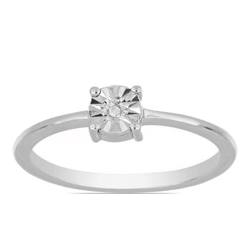 NATURAL WHITE DIAMOND DOUBLE-CUT GEMSTONE RING IN 925 SILVER